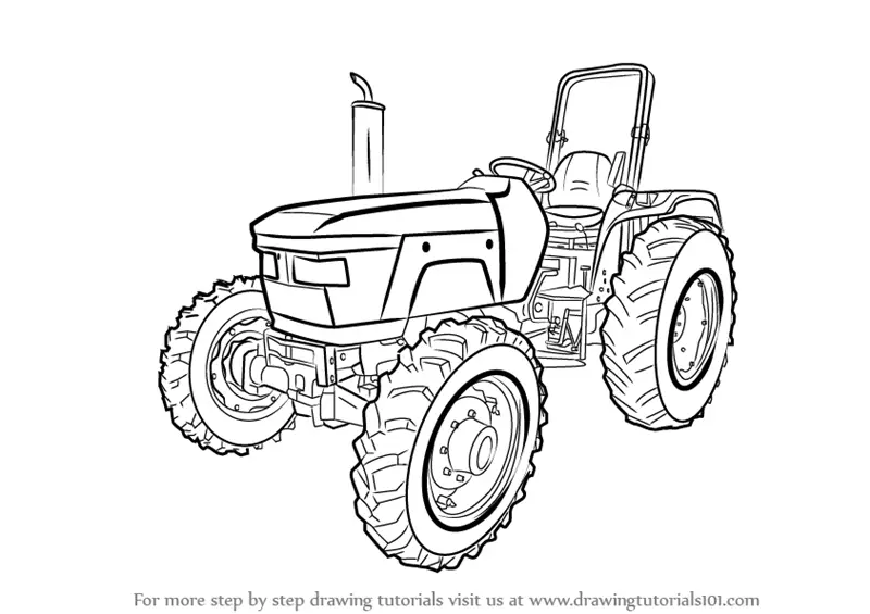 Learn How to Draw a Tractor (Agricultural) Step by Step Drawing Tutorials