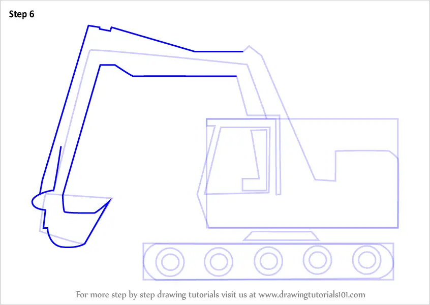 Learn How to Draw a Cartoon Excavator (Construction) Step by Step