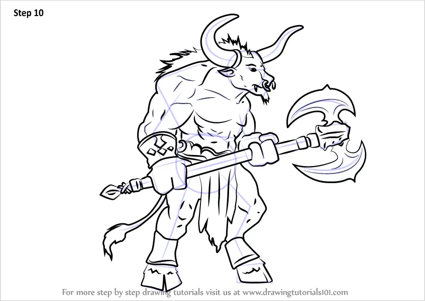 Learn How to Draw a Minotaur (Greek mythology) Step by Step : Drawing