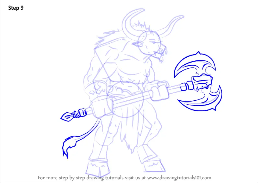 Learn How to Draw a Minotaur (Greek mythology) Step by Step : Drawing