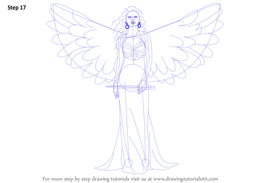 Learn How to Draw an Angel with Sword (Angels) Step by Step : Drawing ...