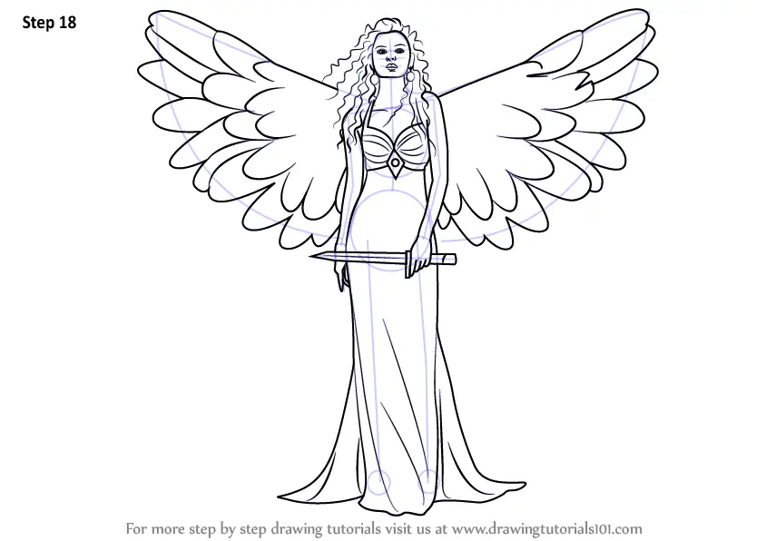 Learn How to Draw an Angel with Sword (Angels) Step by Step Drawing