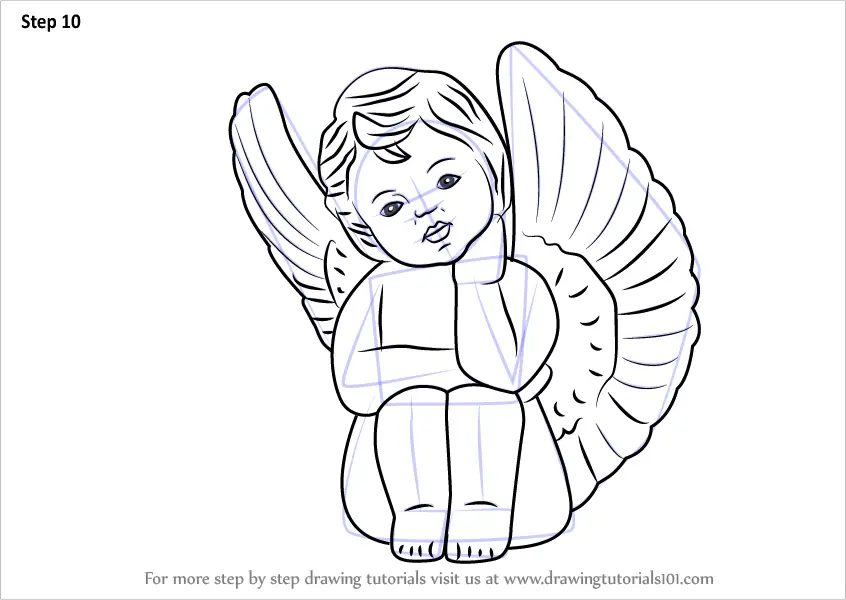 Step by step guide to drawing a baby angel