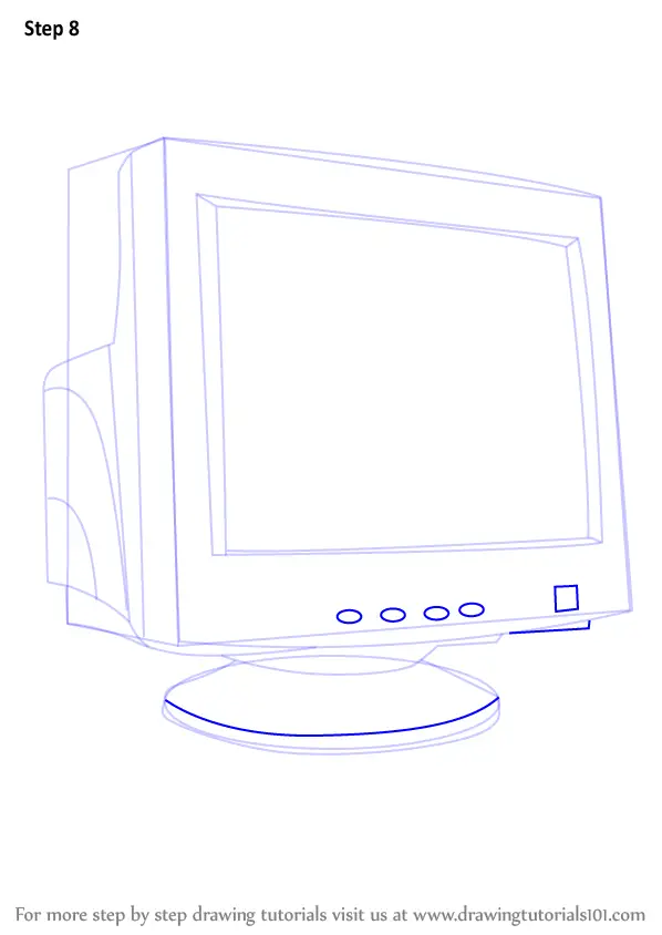 How to Draw a Computer Monitor Step by Step