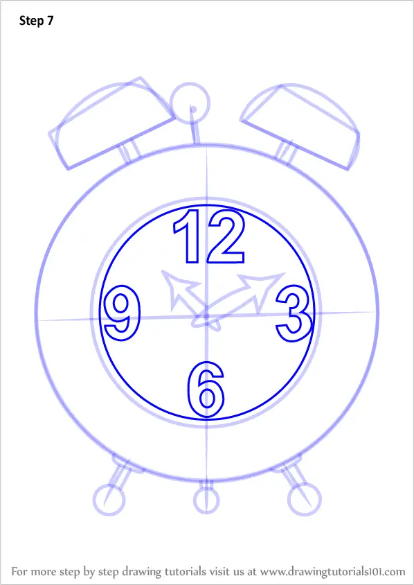 Learn How to Draw an Alarm Clock (Everyday Objects) Step by Step