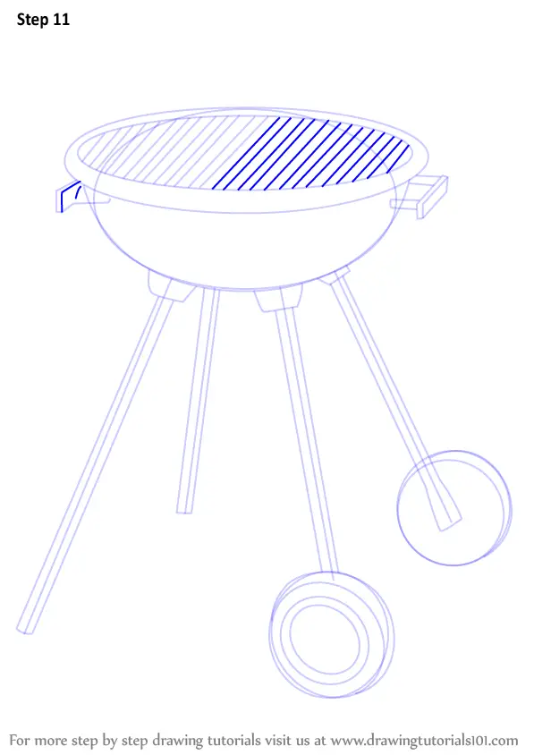 Learn How to Draw a BBQ Grill (Everyday Objects) Step by Step Drawing