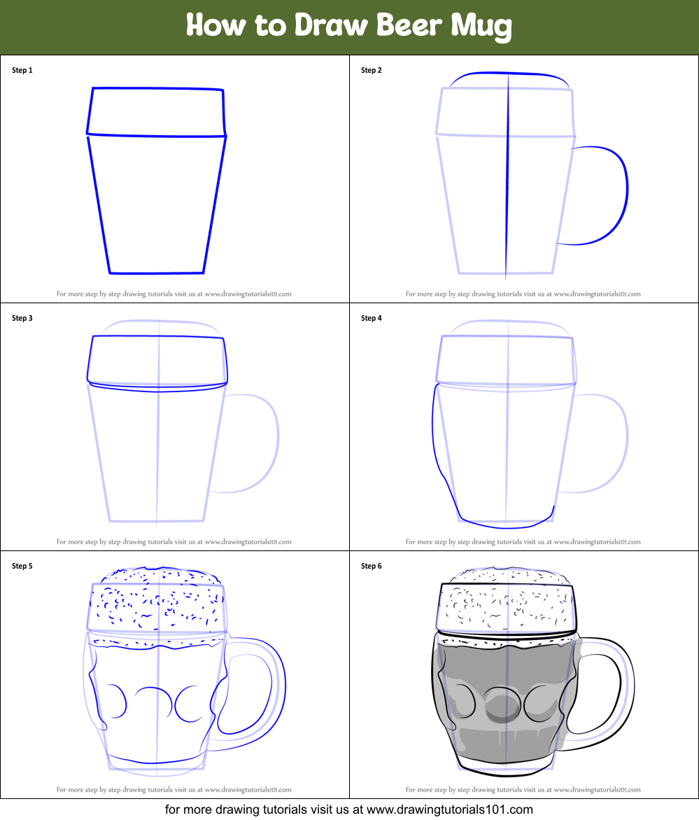 How to Draw Beer Mug printable step by step drawing sheet