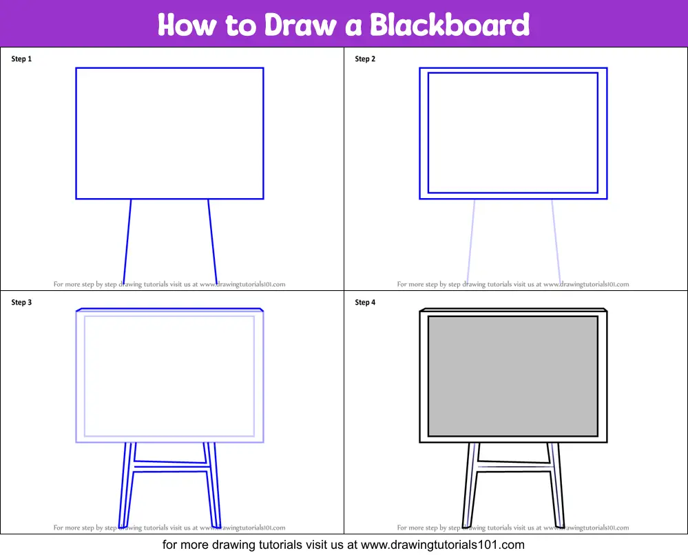 How to Draw a Blackboard printable step by step drawing sheet