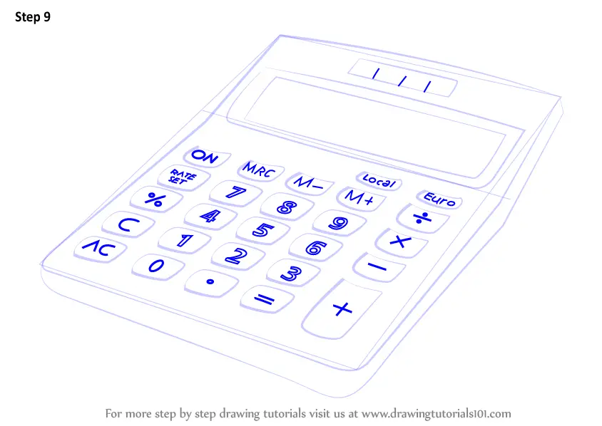 Learn How to Draw a Calculator (Everyday Objects) Step by Step