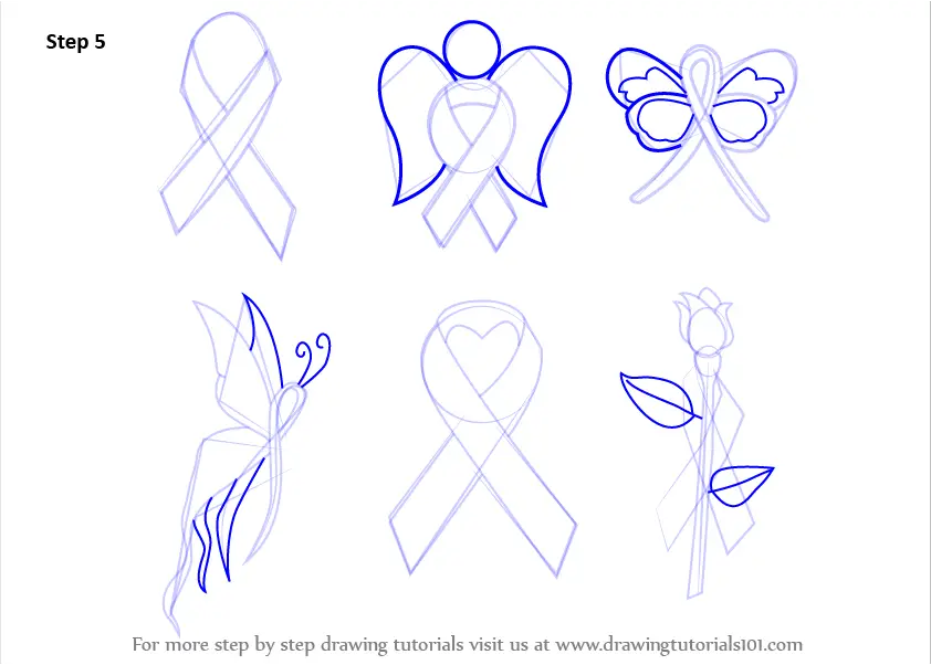 Step by Step How to Draw Cancer Ribbons