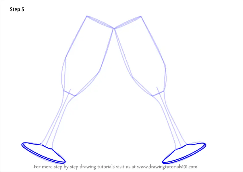 Learn How To Draw Champagne Glasses Everyday Objects Step By Step Drawing Tutorials