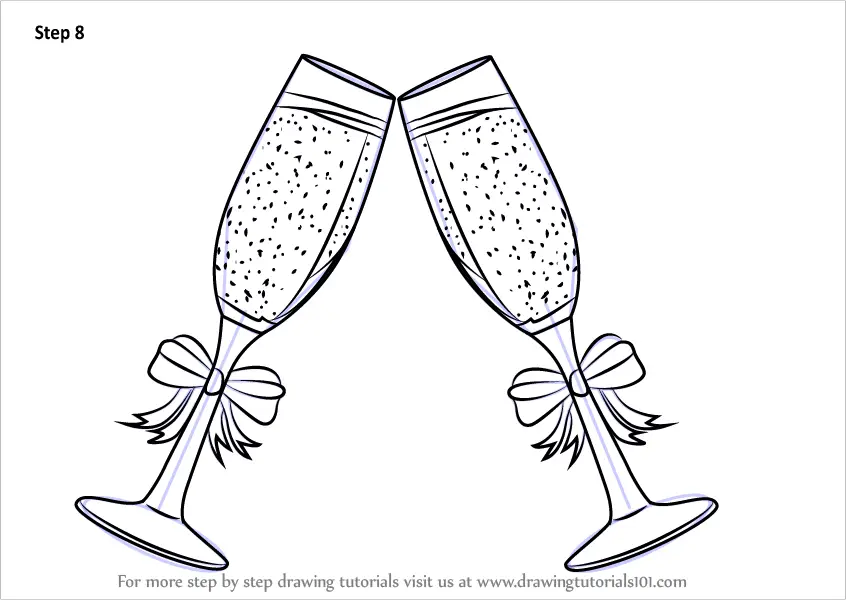 Learn How to Draw Champagne Glasses (Everyday Objects) Step by Step