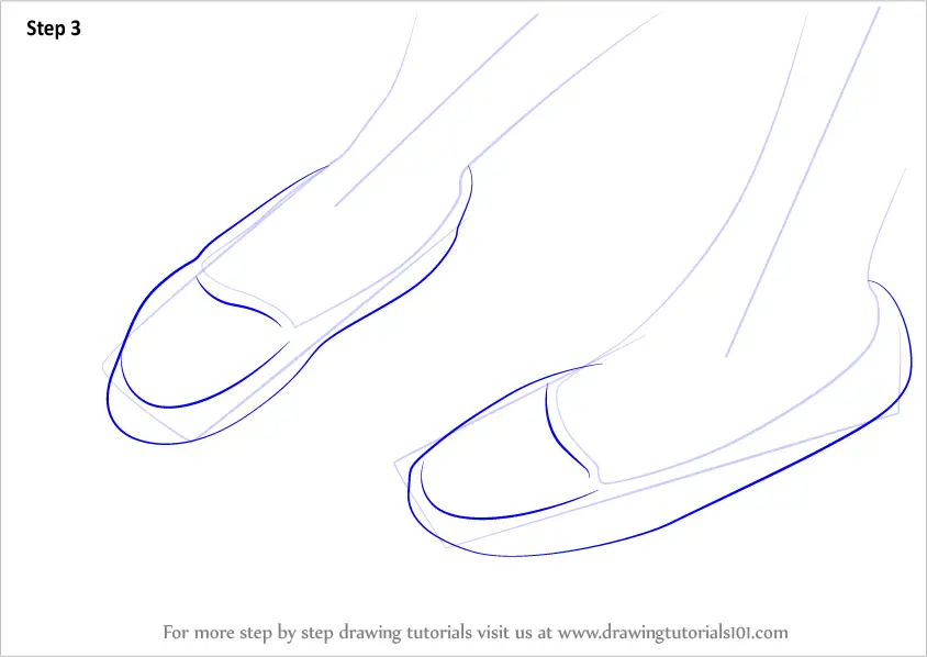 Step by Step How to Draw Feet with Shoes : 