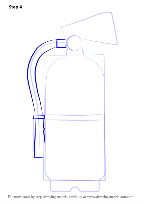 Learn How to Draw Fire Extinguisher (Everyday Objects) Step by Step