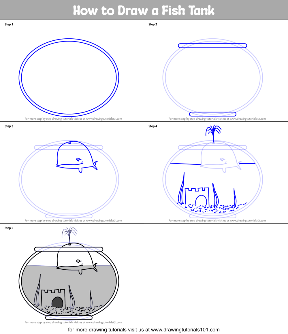 How to Draw a Fish Tank printable step by step drawing sheet