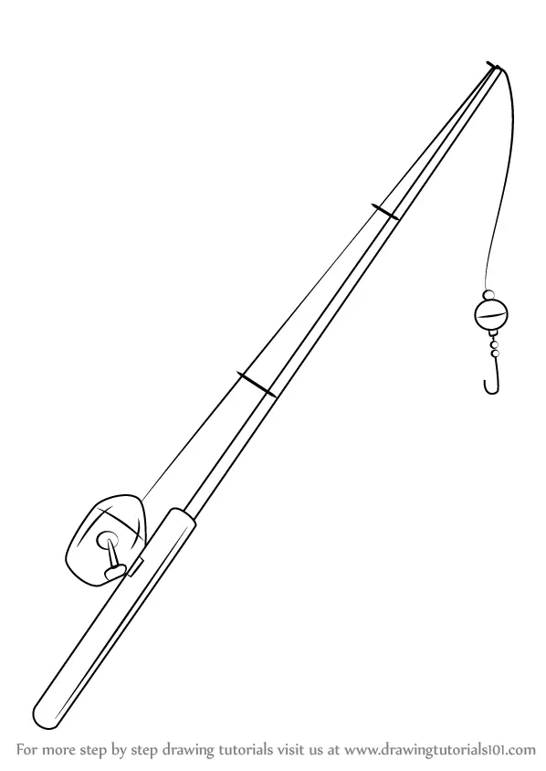 Learn How to Draw Fishing Pole (Everyday Objects) Step by Step