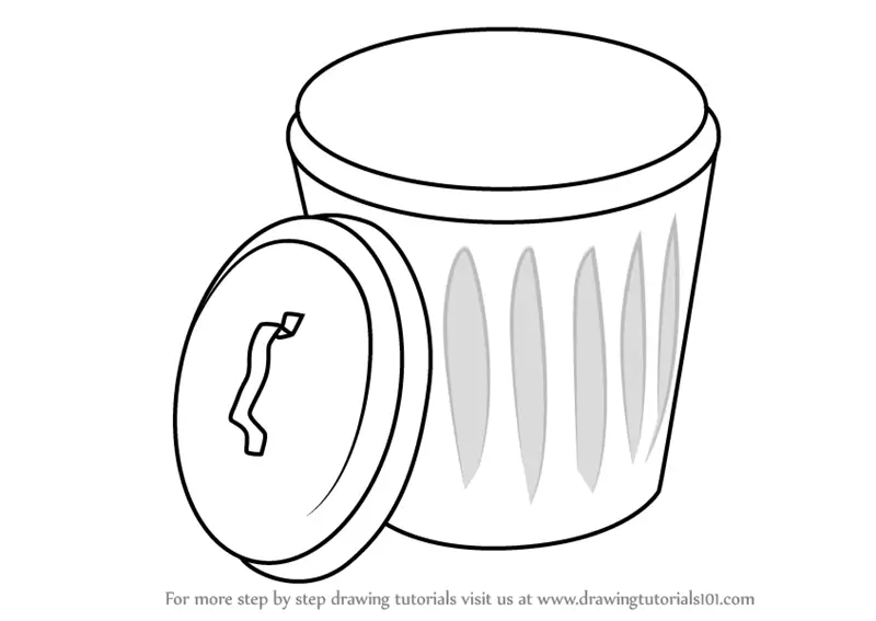 Learn How to Draw Garbage Bin (Everyday Objects) Step by Step : Drawing ...