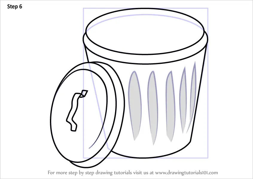 Learn How to Draw Garbage Bin (Everyday Objects) Step by Step Drawing