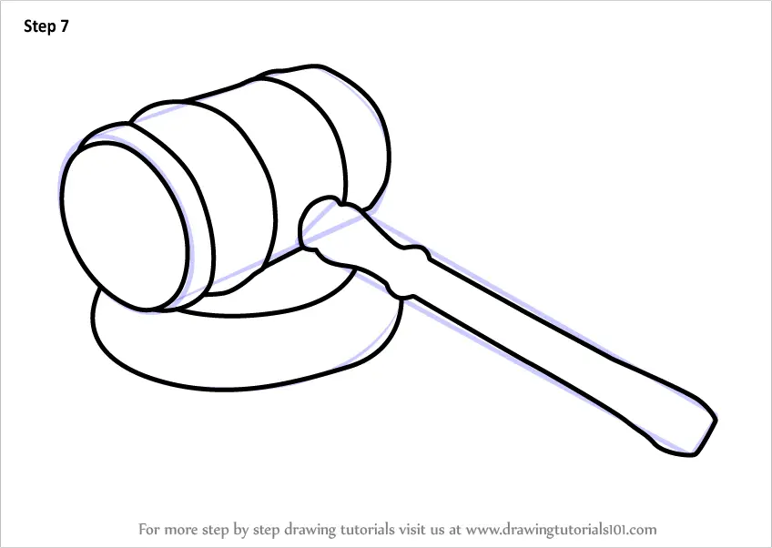 Learn How to Draw a Gavel (Everyday Objects) Step by Step Drawing