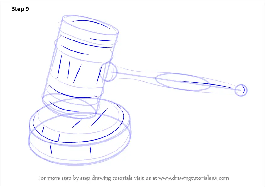 Step by Step How to Draw Judges Gavel