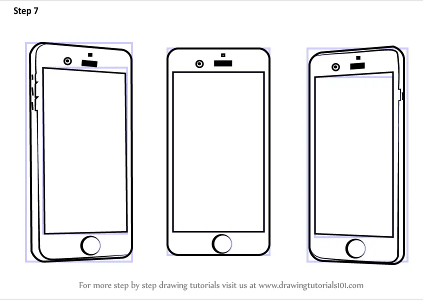 Learn How to Draw a Mobile Phone (Everyday Objects) Step by Step