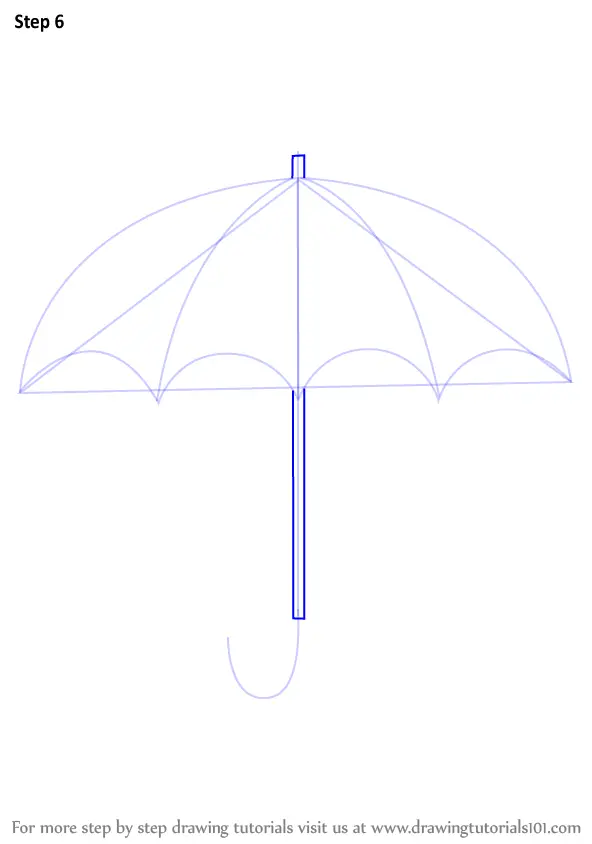 Learn How to Draw an Open Umbrella (Everyday Objects) Step by Step