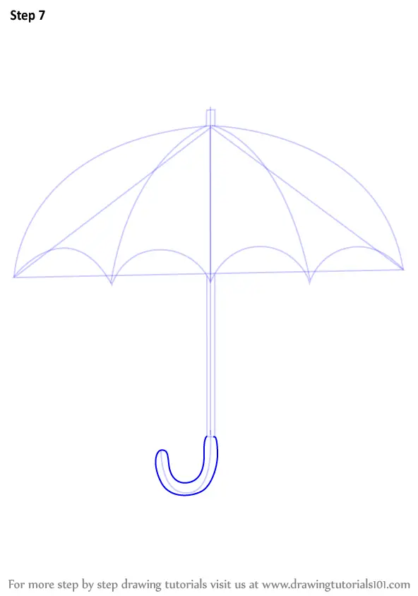 Learn How to Draw an Open Umbrella (Everyday Objects) Step by Step