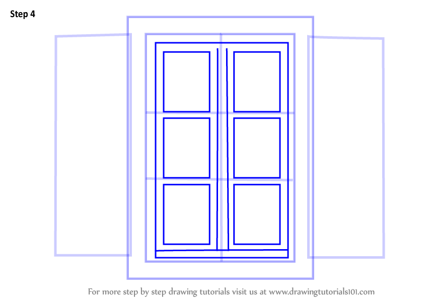 Learn How to Draw Open Window (Everyday Objects) Step by Step Drawing