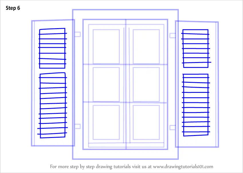 Learn How to Draw Open Window (Everyday Objects) Step by Step : Drawing