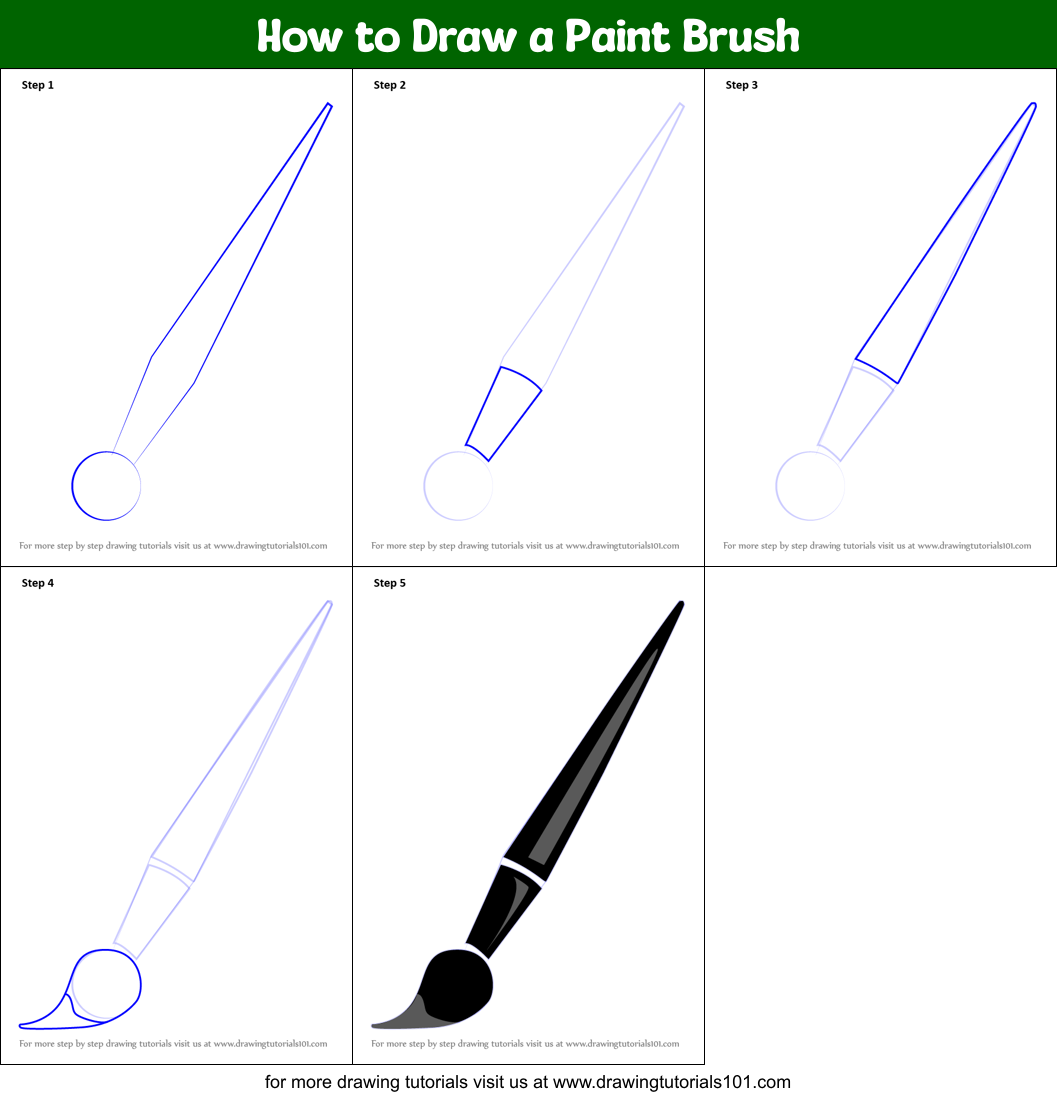 How to Draw a Paint Brush printable step by step drawing sheet ...