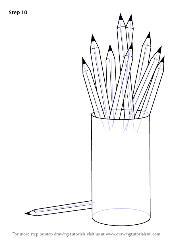 how to draw Pencil Box with Pencils step 10