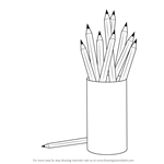 How to Draw a Pencil Box with Pencils