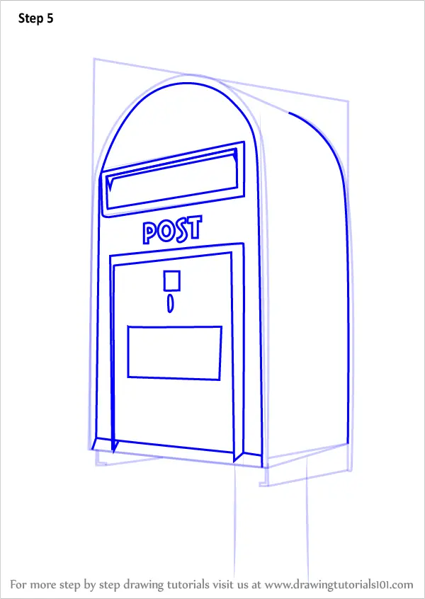 Learn How to Draw Post Box (Everyday Objects) Step by Step : Drawing