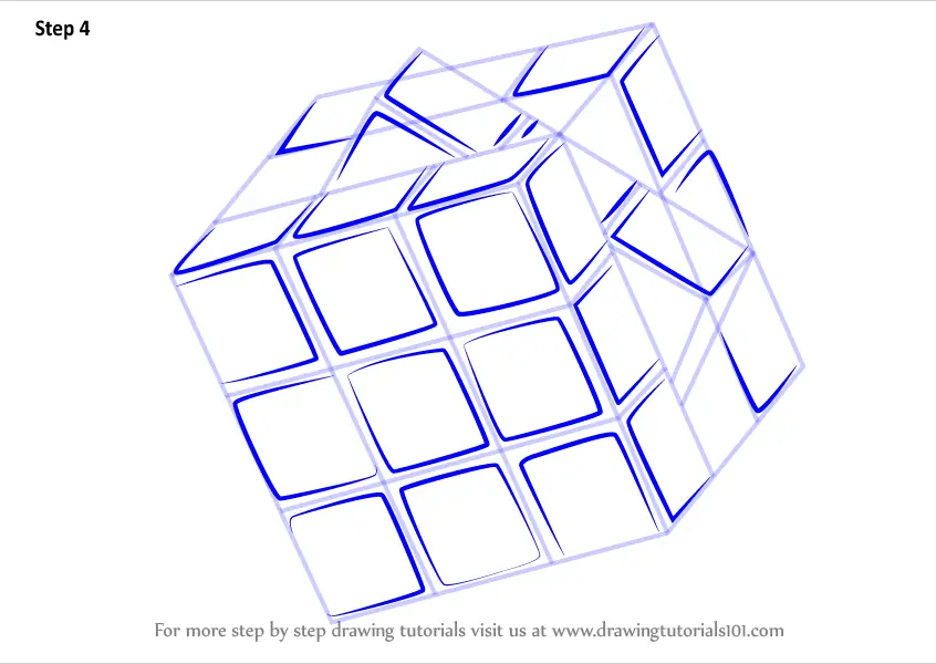 Step by Step How to Draw Rubik's Cube
