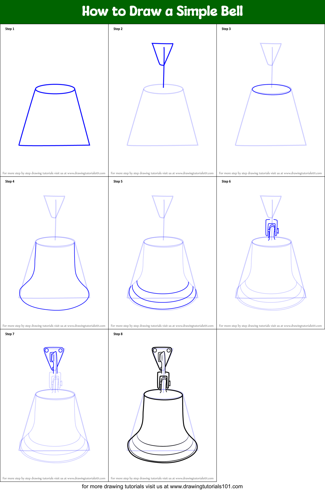 How to Draw a Simple Bell printable step by step drawing sheet