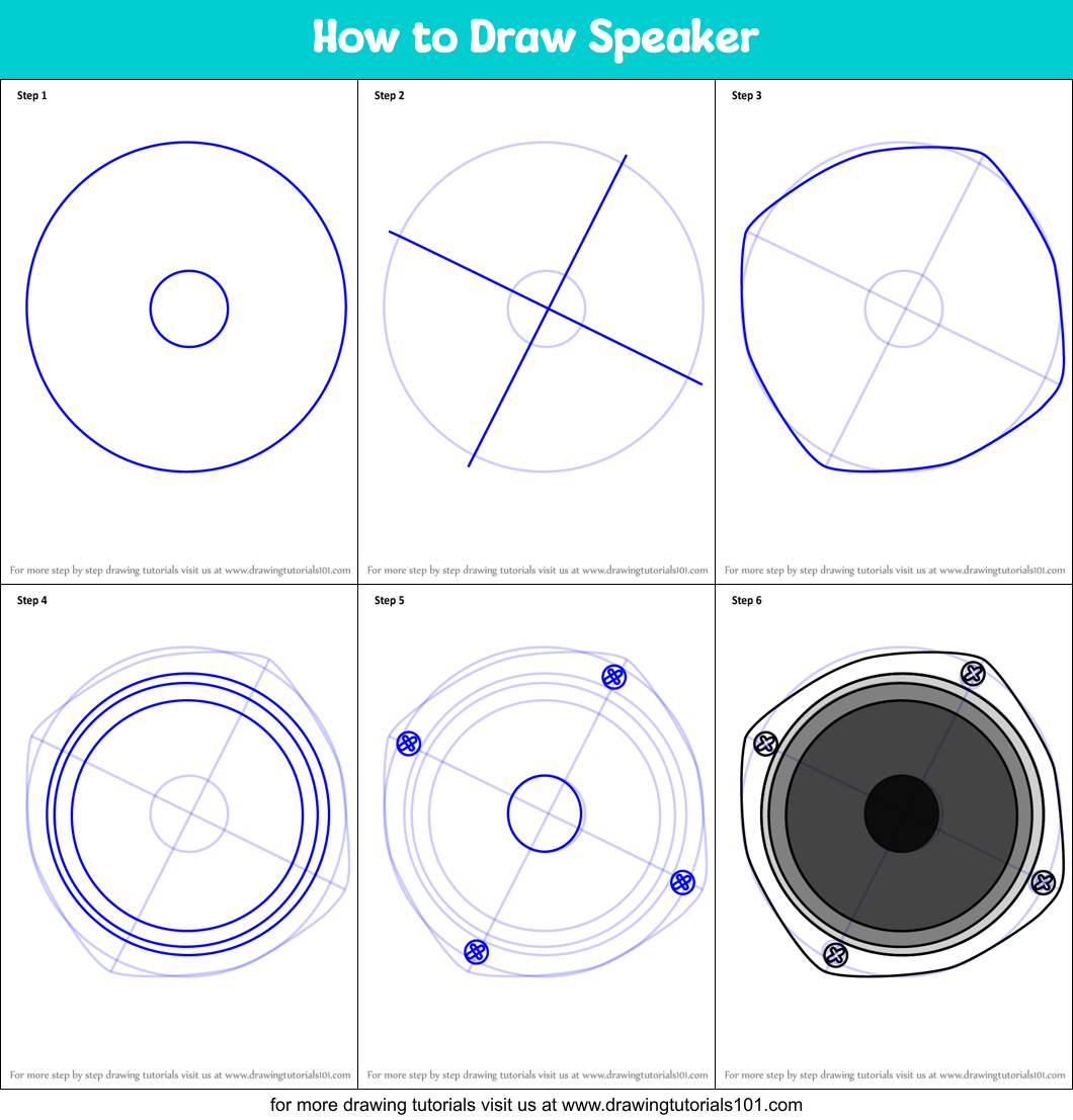 How to Draw Speaker printable step by step drawing sheet
