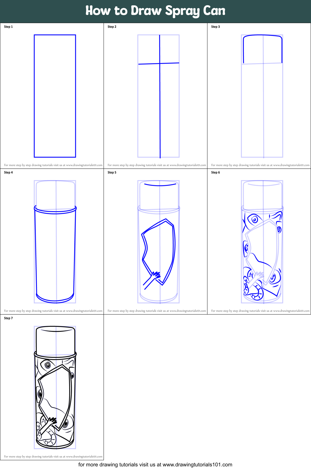 How To Draw Spray Can Printable Step By Step Drawing Sheet   How To Draw Spray Can Step By Step 