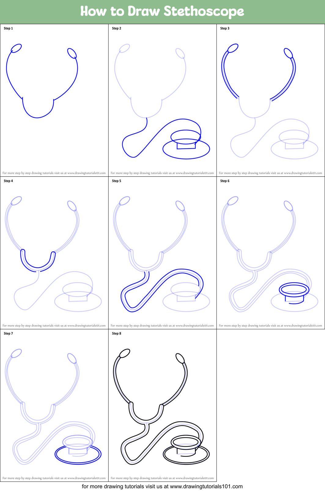How to Draw Stethoscope printable step by step drawing sheet