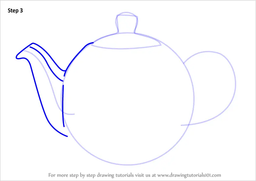 Learn How To Draw A Teapot (Everyday Objects) Step By Step : Drawing ...