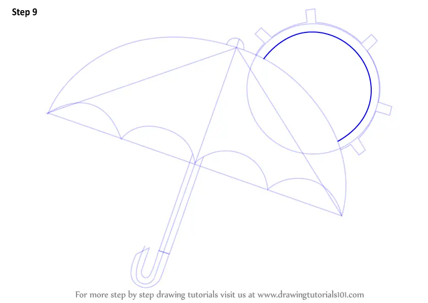 Learn How To Draw An Umbrella With Sun Everyday Objects Step By Step Drawing Tutorials 8277