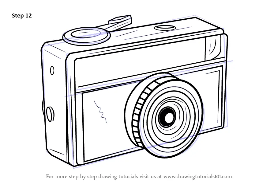 Learn How to Draw a Vintage Camera (Everyday Objects) Step by Step