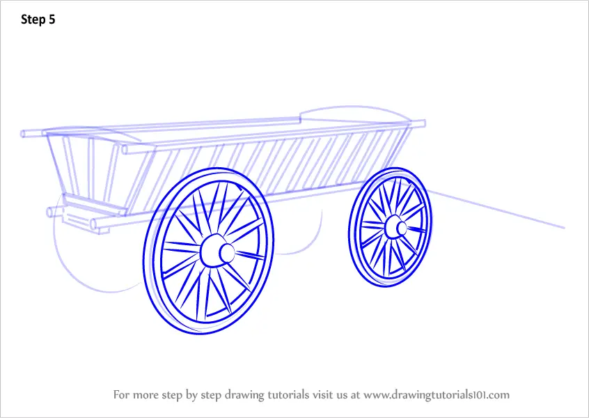 Learn How to Draw Wood Cart (Everyday Objects) Step by Step Drawing