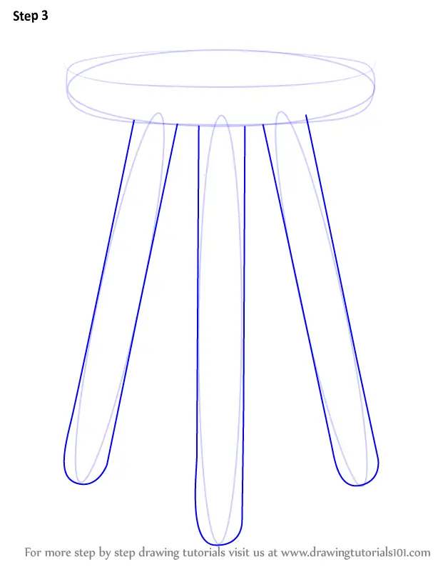 Learn How to Draw 3 Legged Stool (Furniture) Step by Step Drawing
