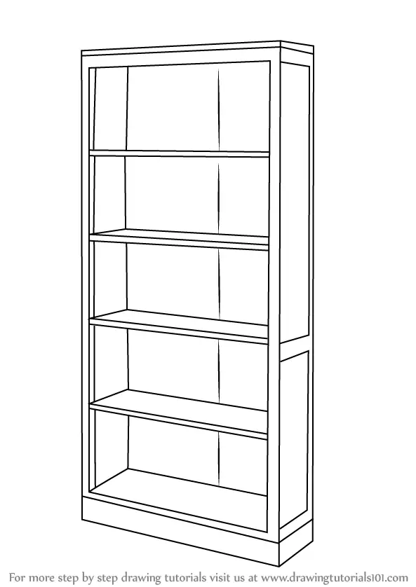 Learn How to Draw a Book Shelf (Furniture) Step by Step Drawing Tutorials