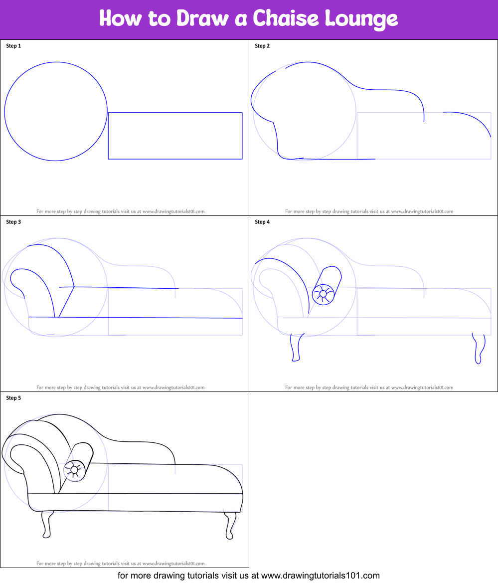 How to Draw a Chaise Lounge printable step by step drawing sheet ...