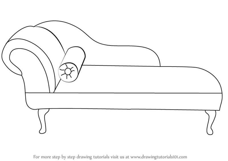 Learn How to Draw a Chaise Lounge (Furniture) Step by Step : Drawing