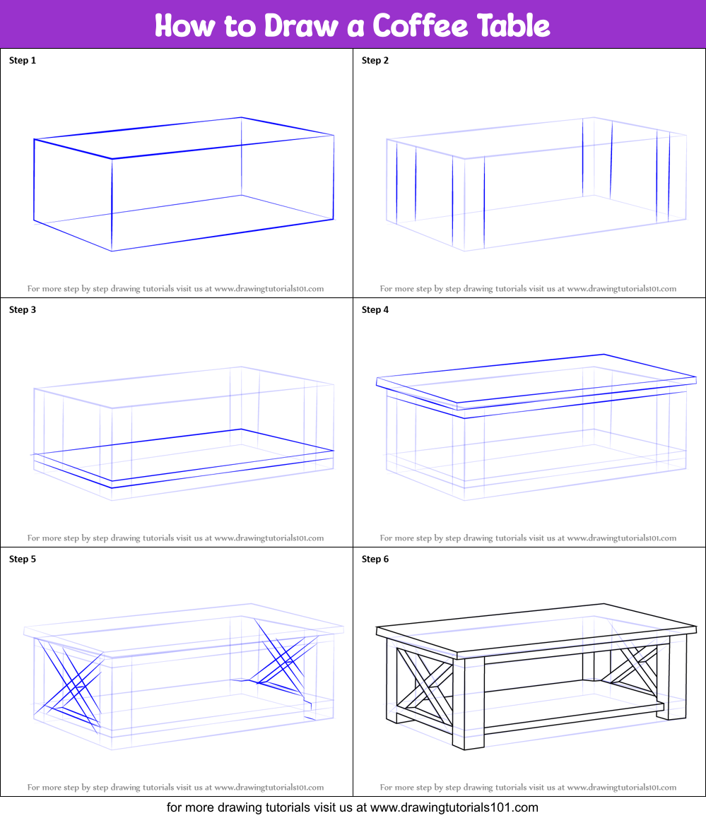 How to Draw a Coffee Table printable step by step drawing sheet