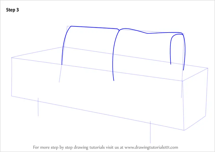 Learn How to Draw a Couch (Furniture) Step by Step : Drawing Tutorials