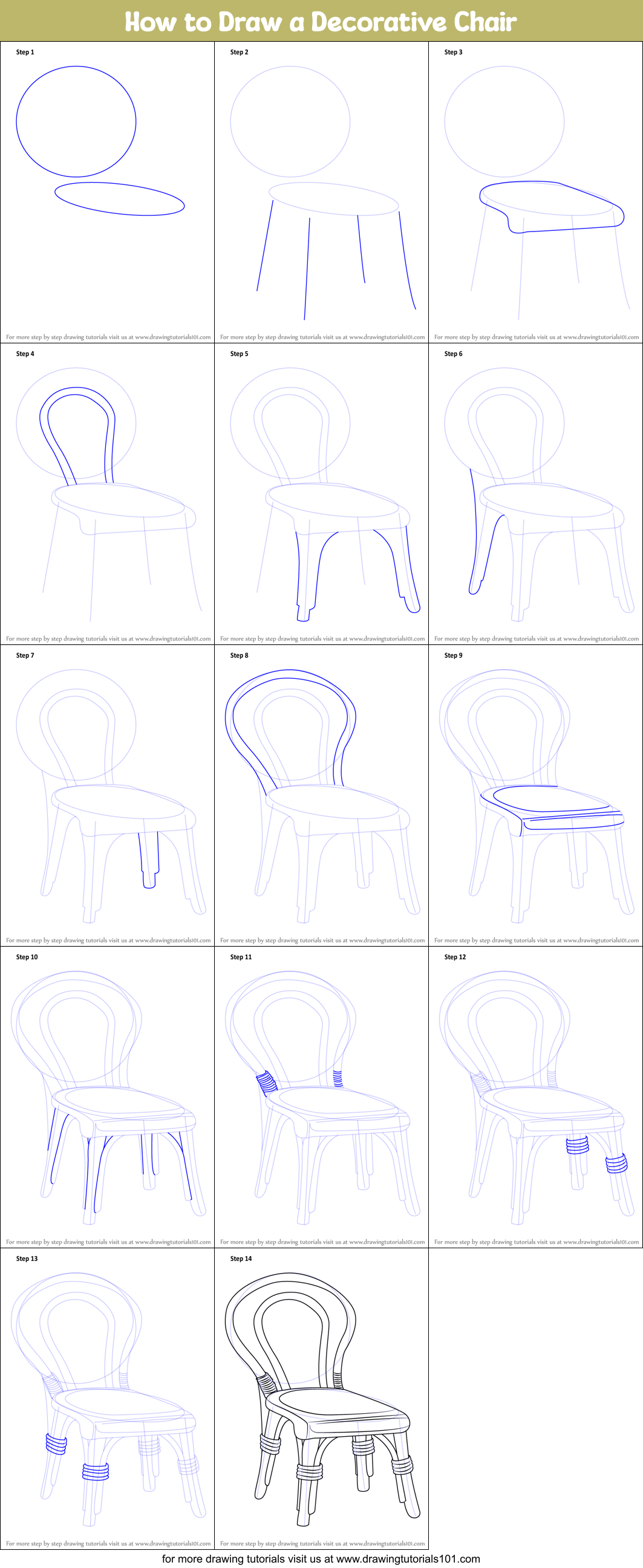 How to Draw a Decorative Chair printable step by step drawing sheet