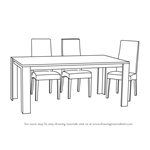 How to Draw Dining Table with Chairs